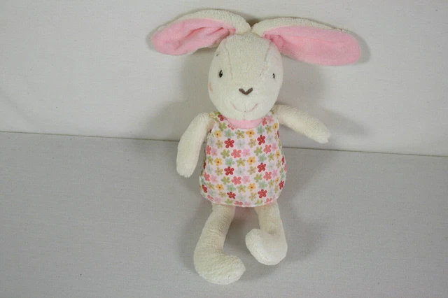 Stofftier Kuscheltier Pusblu rosa weißer Hase mit Kleidchen neuwertig
