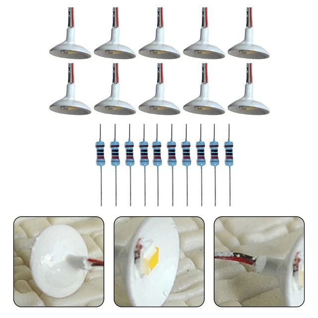 TONIXY Lot de 5 lampadaires LED à l'échelle HO - Blanc chaud - En métal - Avec résistances - 11,5 cm - Accessoires de paysage pour les aménagements de