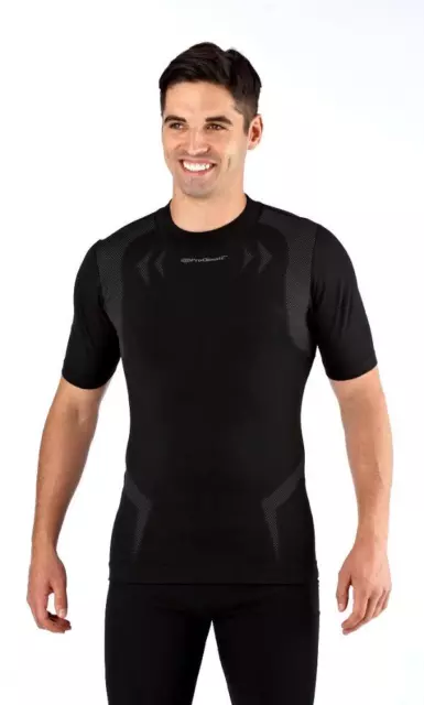 Couche de compression homme, T-shirt thermique S/S armure corporelle noire, S/M L/XL