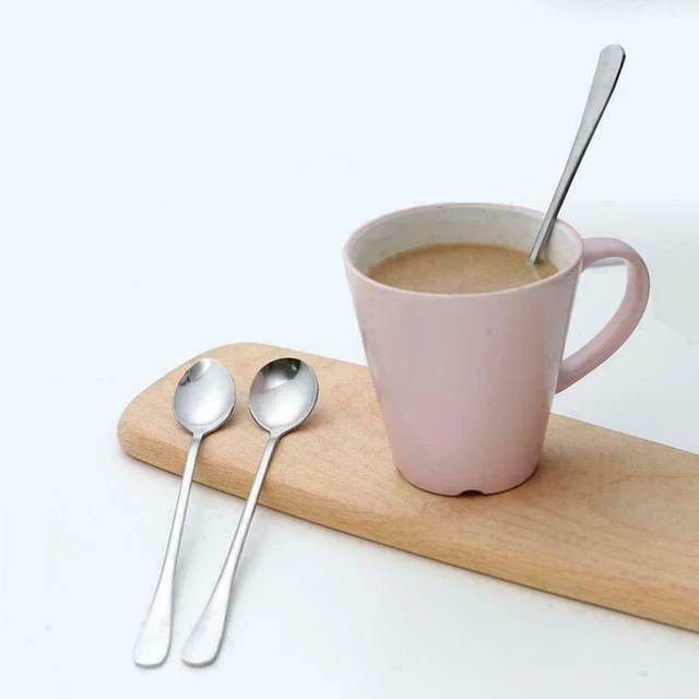 Cuchara de café de acero mango largo helado té de postre 1 cuchara Z8Y8 x V0B5