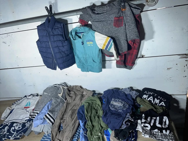 Baby Boy 9 month Clothes Lot Shirts Puffer Best Hoodie Pants Swimsuit 37 Pieces