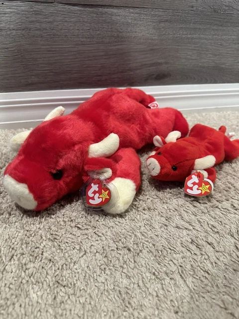 TY Beanie Buddy SNORT the Bull (14 inch) & Beanie Baby W/tags Stuffed Animal Toy