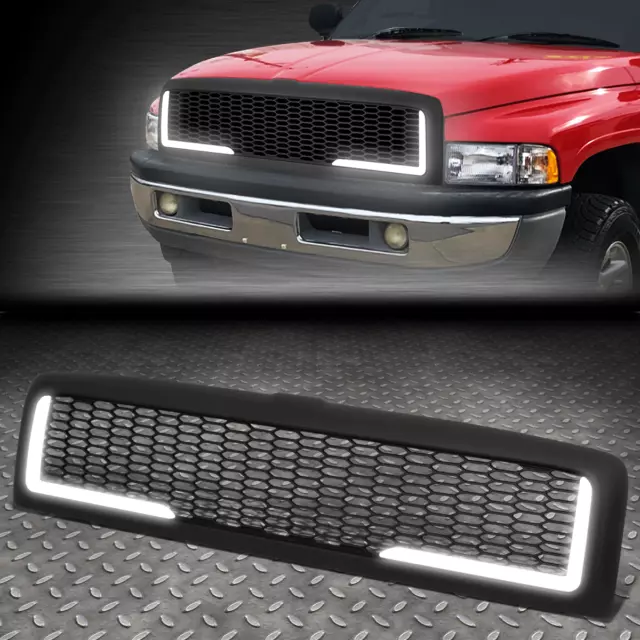 [Led Drl]For 94-02 Ram 1500 2500 3500 Honeycomb Mesh Front Bumper Grille Grill