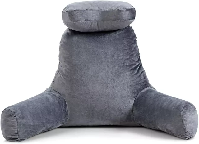 Almohada de Lectura Soporte de Cuello Extraíble Cojín con Brazos para Cama Sofá