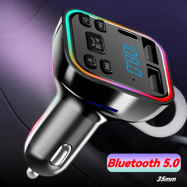 Bluetooth 5.0 Radio Car Kit Wireless FM Transmitter Dual USB Charger MP3Player