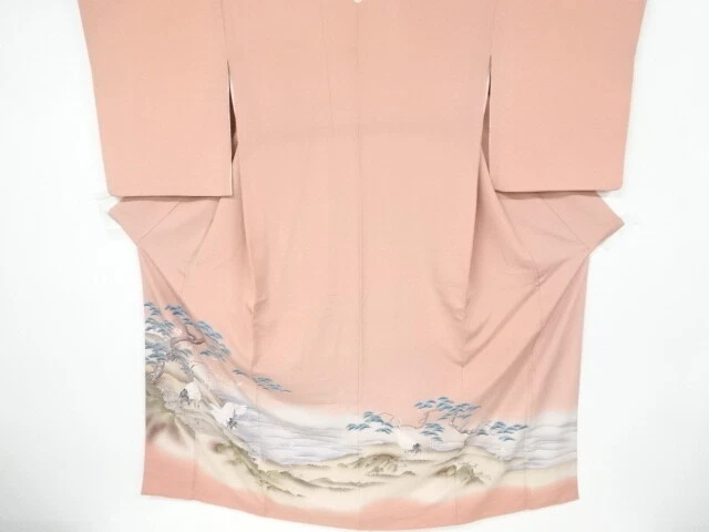 6503628: Japanese Kimono / Vintage Iro-Tomesode / Shochikubai & Cranes