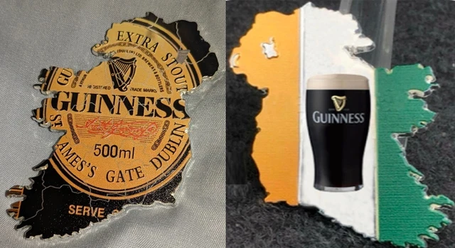 MONEDA GUINNESS ORO Plata Mapa Irlanda Bandera Vaso de Pinta
