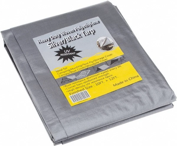12' x 10' Tarp Heavy Duty 11 mil UV Resistant Polyethylene Black & Silver