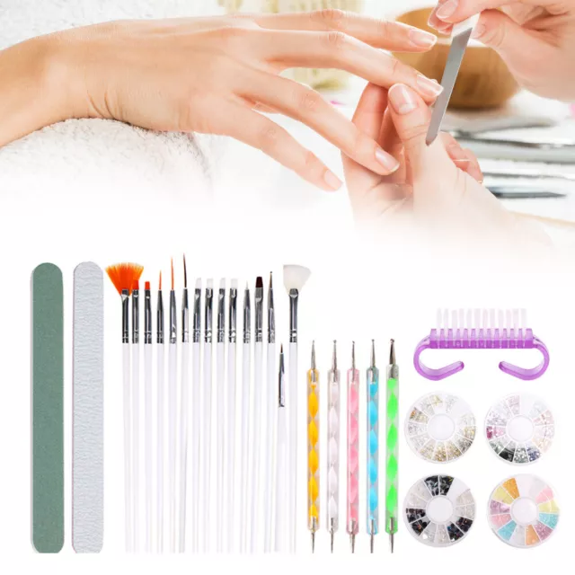 Nail Art Painting Brush Pointing Pen Nail File Rhinestones Dust Brush Manucu SFD 2