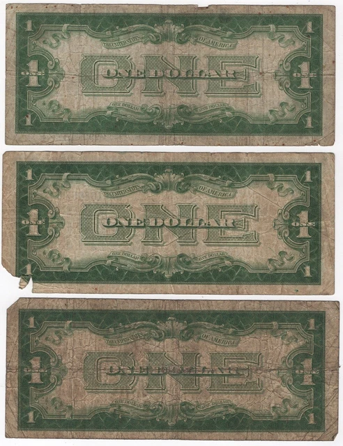 1928 1934 $1 Silver Certificate Blue Seal Funny Back lot of 5