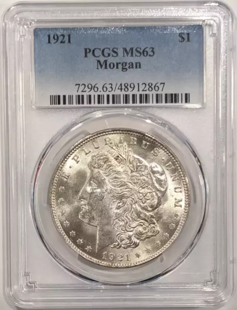 1921 Morgan Silver Dollar - PCGS MS63