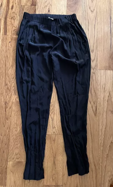 3.1 Phillip Lim Womens Black Silk Pull On Tapered Pants Size 2