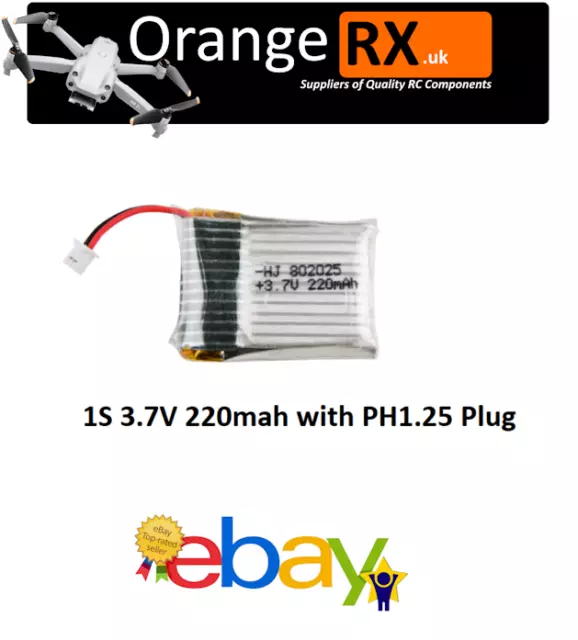 1S 3.7V 220mAh Lipo Battery with PH1.25 Plug RC Cars Trucks Plane Heli Drone