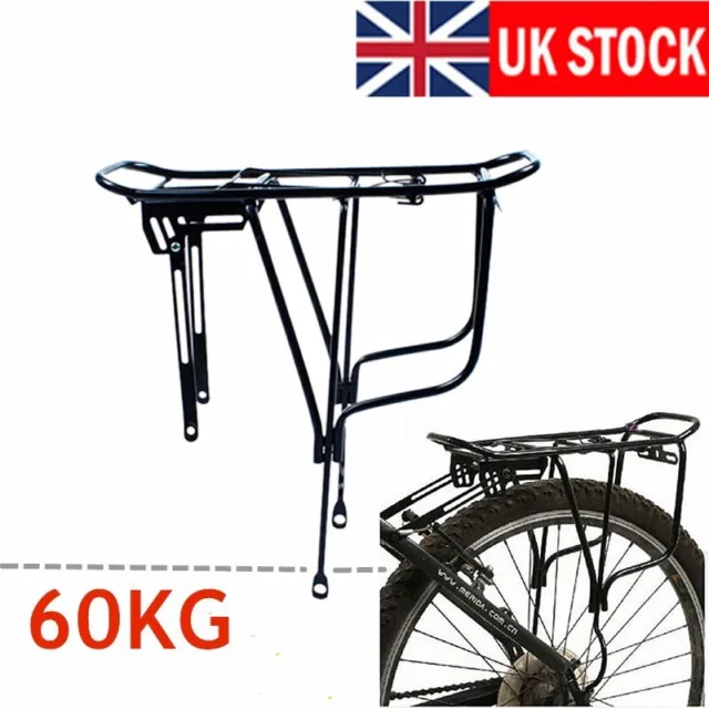 Black Alloy Rear Bicycle Pannier Rack Carrier Bag Luggage Cycle Mountain Bike UK