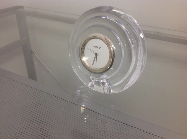 Vintage Nambe crystal desk clock, mirror face, needs new battery