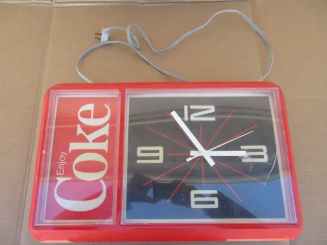 Vintage Enjoy Coca Cola Hanging Wall Clock Sign Advertisement  F