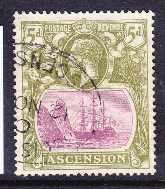 ASCENSION George V 1927 SG15d 5d purple & olive-green - very fine used. Cat £26