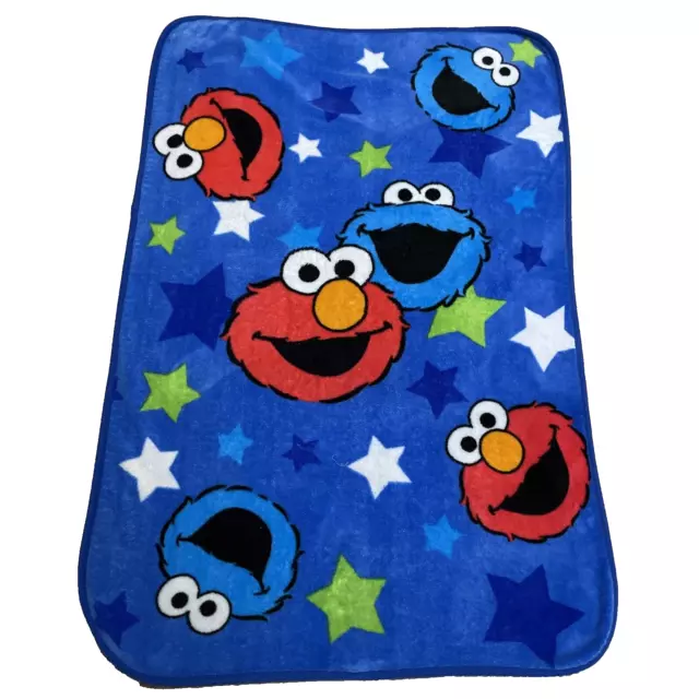 Sesame Street Elmo Cookie Monster Toddler Baby Throw Blanket 43X29" Stars Plush