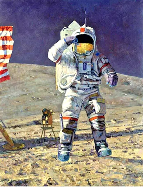 John Young Leaps Apollo 16 CANVAS LIMITED EDITION Signiert Alan Bean Apollo 12