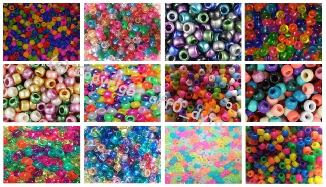 100 Pony Beads Mixed 9x6mm Barrel Shape For Jewellery Making 🎀 SALE 🎀