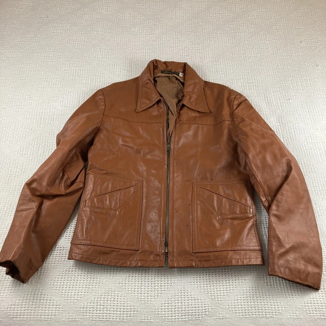 Genuine Leather Sz42 Cognac Camel Brown Jacket Made in Argentine/Argentina