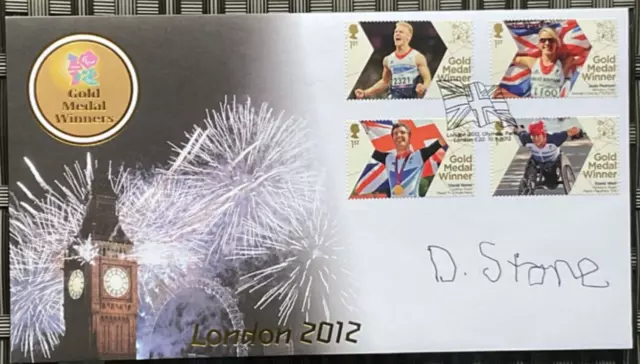 Para-cyclist, DAVID STONE Signed 2012 Paralympics Team GB Gold Medal Winners FDC