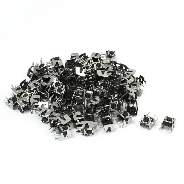 100 x Right Angle Mounting Tactile Tact Switch SPST No. 6 x 6 x 4.3mm