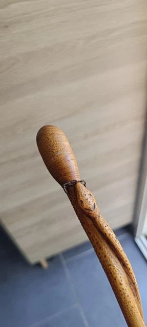 Canne De Marche En Bois Avec Manche En Laiton Tête De Serpent - 38 Pouces - Faite Main - Capacité 250 Lbs - Neuve