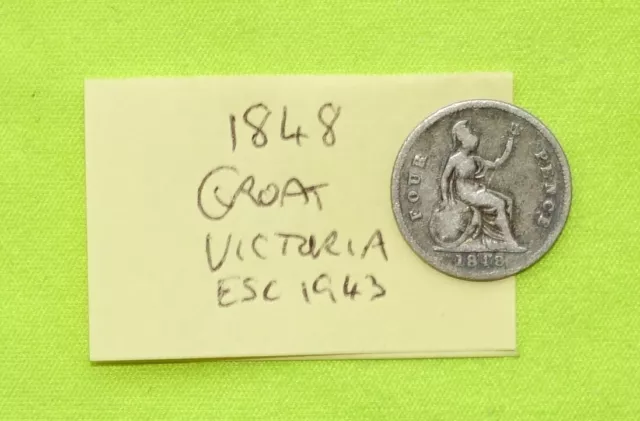 1848 Four Pence 4p Groat Silver Queen Victoria (1837-01) (iii) ESC 1943