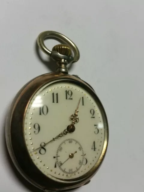POCKET WATCH BEAUTIFUL 50 Mm Remontoir Cylindre 10 Rubis Solid