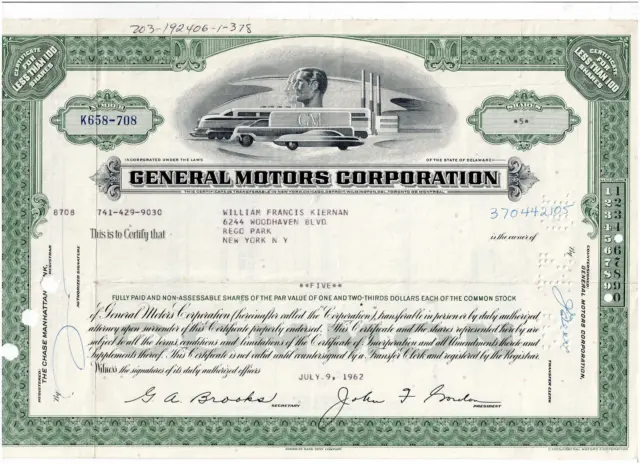 General Motors Corp., 1962, green, VF