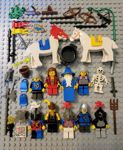 LEGO CASTLE CLASSIC Knights Minifigure Lot Armor Weapons Horses Wizard