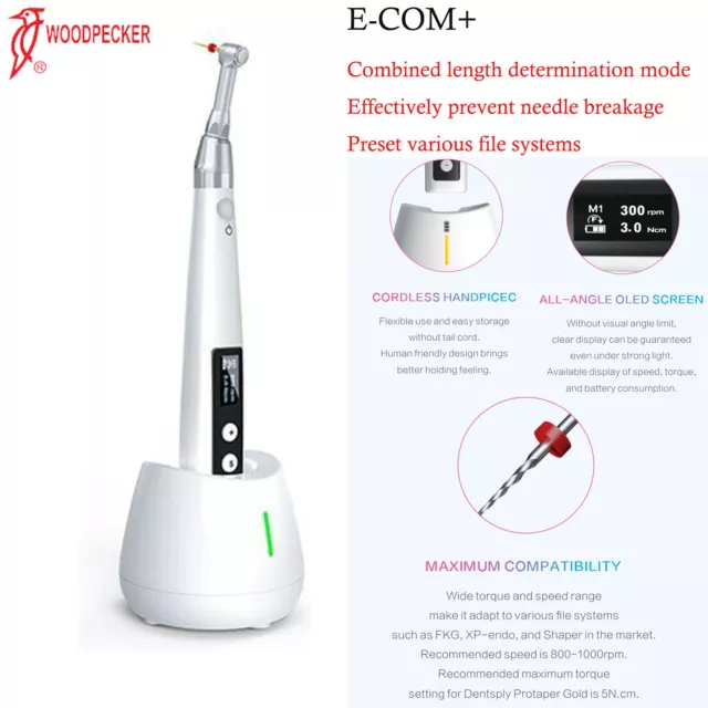 Woodpecker Dental Endodontic E-COM+ Cordless Endo Motor Handpiece W/ OLED-Screen