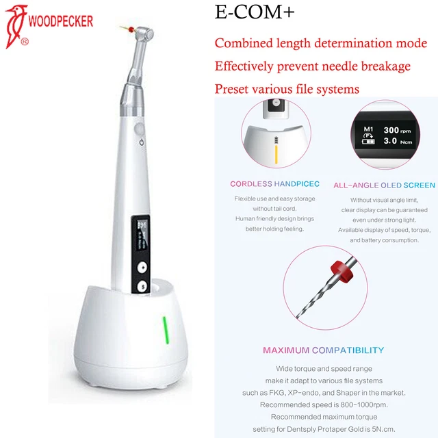 Woodpecker Dental Endodontic E-COM+ Cordless Endo Motor Handpiece W/ OLED-Screen