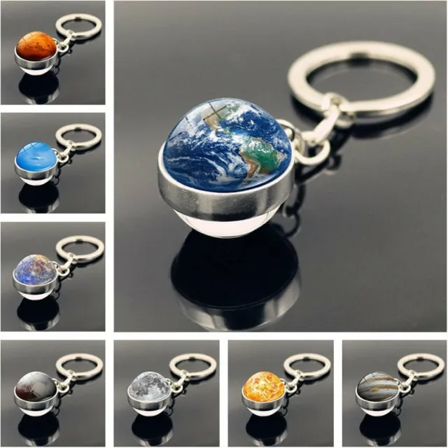 12 Constellation Solar System Planet Keychain Double Sided Glass Ball Women Mens 3