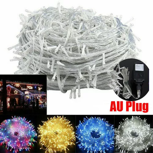 Plug In 20M/30M/100M LED String Fairy Lights Outdoor Xmas Wedding Party Decor