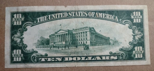 1934-A $10 Ten Dollars “North Africa” Silver Certificate Very Fine 2