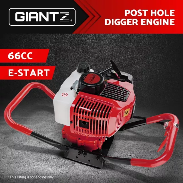 Giantz Post Hole Digger Only 66CC Petrol Motor Diggers Drill Borer Fence Auger