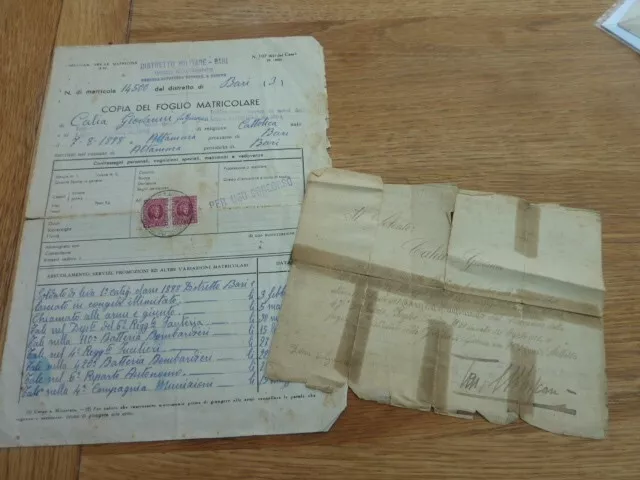 WW1 RARE DOCUMENTS ITALIAN SOLDIER TRENCH MORTAR BATTERY 47th DIVISION