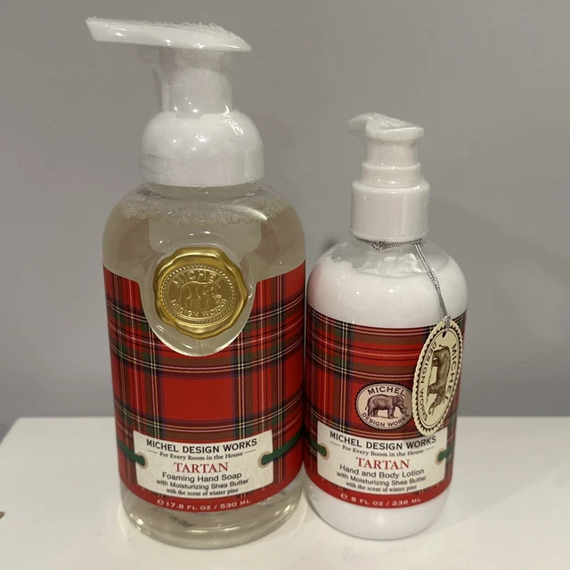 Set of 2 Michel Design Works: Tartan Foaming Hand Soap & Hand/Body Lotion New