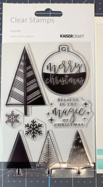 Kaisercraft Modern Christmas Tree Die & Sparkle Clear Stamp Set Trees Ornament 2