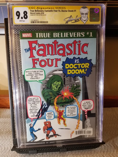 Fantastic Four 5 True Believers CGC 9.8 Vs Doctor Doom Signed Stan Lee Label