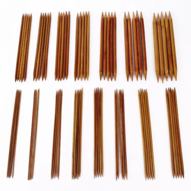 75Pcs Durable Bamboo Double Pointed Knitting Needles Sock 20cm long 15 SIZES