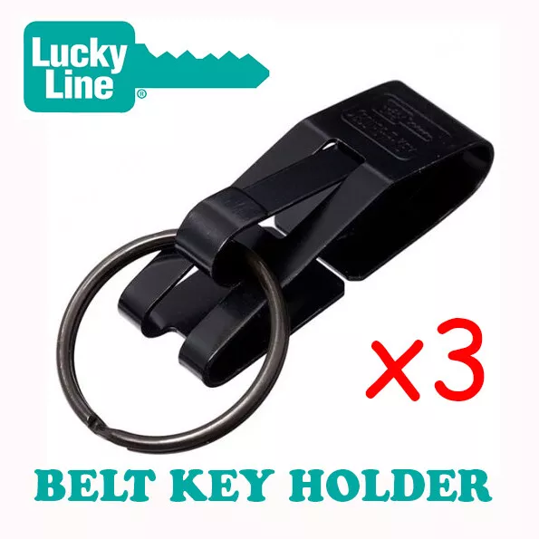 Genuine Secure A Key Belt Clip - x3 Keyrings - WIDE - (SLIP THROUGH) BLACK