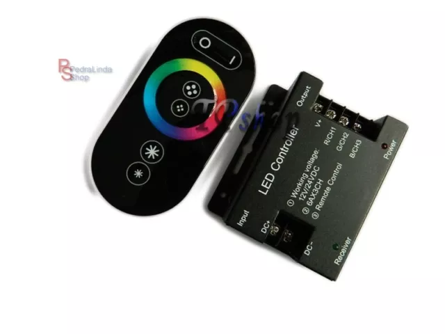 Centralina controller RGB multicolore RF 2.4Ghz 12.5A 3CH dimmer 12/24V dc  288W strisce luci LED con telecomando