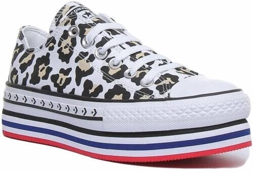 CONVERSE 566764C Etg Femmes Plateforme Bas Baskets En Léopard Taille UK 3 - 8