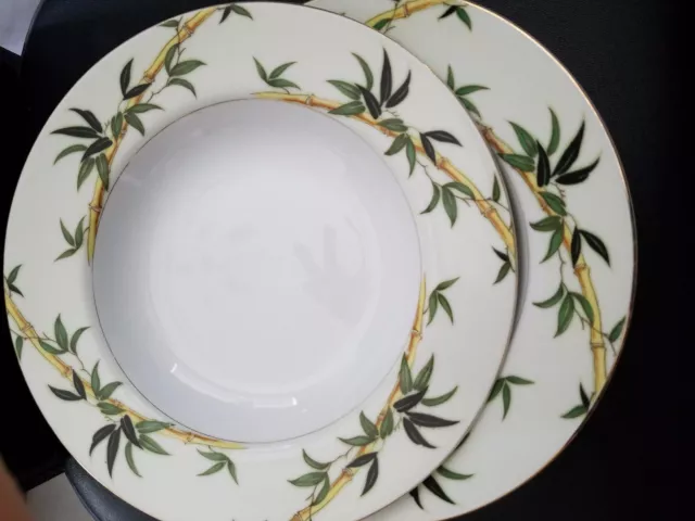 Set of 2 Kent Porcelain China Japan Bali Hai Bamboo Soup Salad Bowls 8 1/4"