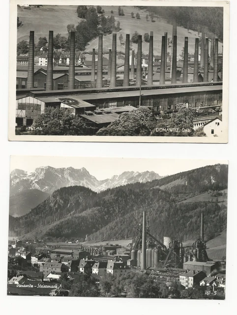 2 Ak Donawitz Leoben Steiermark Österreic Blick auf den Ort Hochofen Werk ng TOP