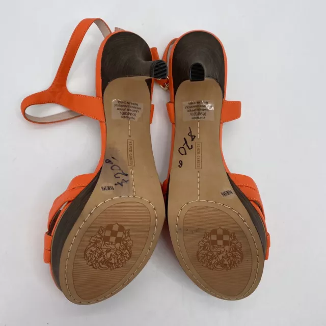 Womens 9.5 M Vince Camuto Paden Orange Leather High Heels Platform Strappy 2