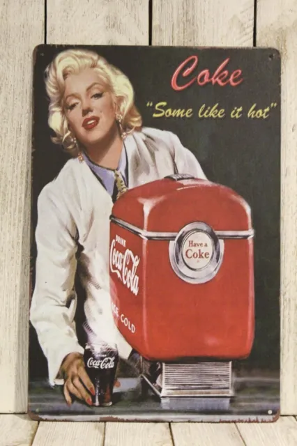 Coca Cola Coke Tin Sign Metal Poster Marilyn Monroe Pinup Girl Vintage Ad yz
